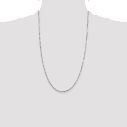 26 Inch Sterling Silver 2.3mm Solid Rope Chain Necklace