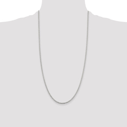 28 Inch Sterling Silver 2.3mm Solid Rope Chain Necklace