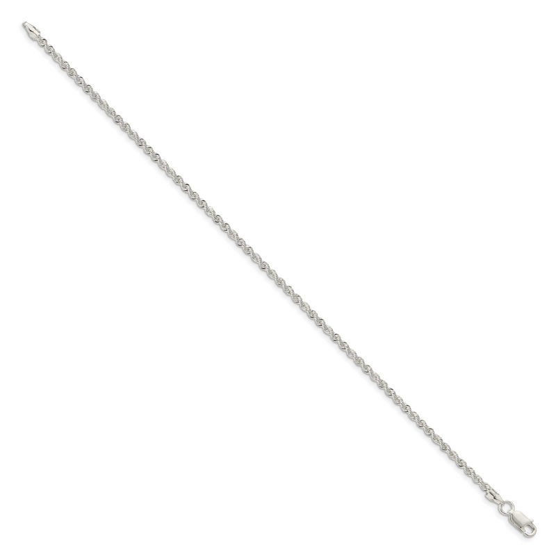 10 Inch Sterling Silver 2.3mm Solid Rope Chain Anklet