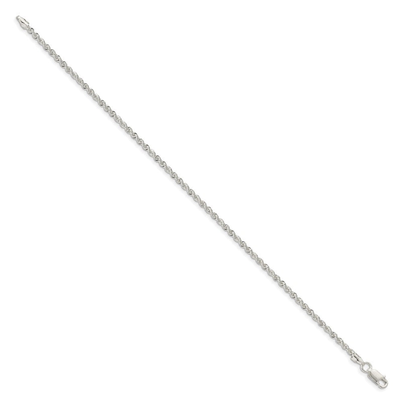 7 Inch Sterling Silver 2.3mm Solid Rope Chain Bracelet