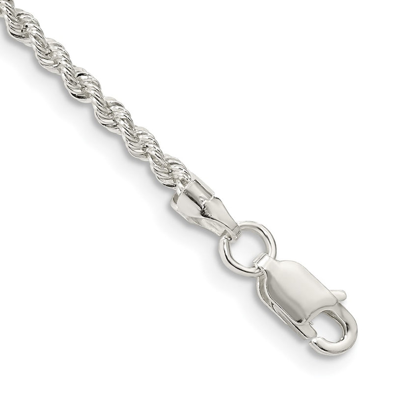 9 Inch Sterling Silver 2.3mm Solid Rope Chain Anklet