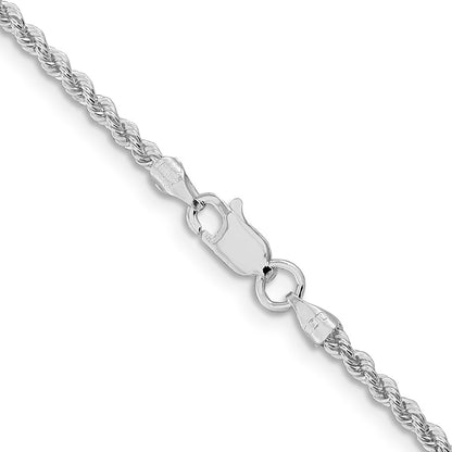26 Inch Sterling Silver Rhodium-Plated 2.3mm Solid Rope Chain Necklace