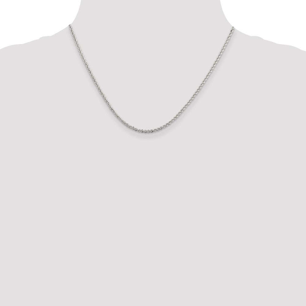 18 Inch Sterling Silver Rhodium-Plated 2.3mm Solid Rope Chain Necklace