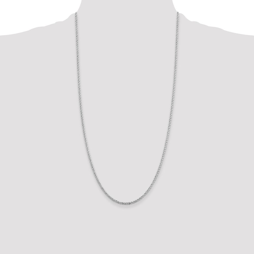 28 Inch Sterling Silver Rhodium-Plated 2.3mm Solid Rope Chain Necklace