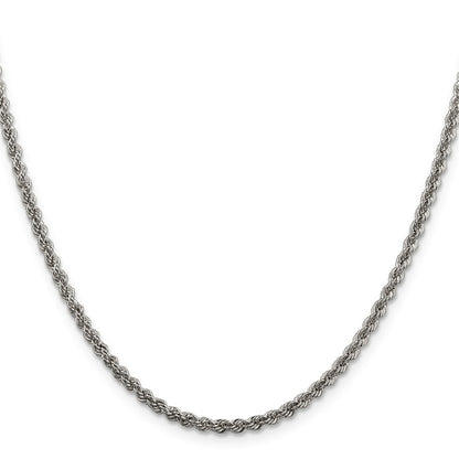 28 Inch Sterling Silver 2.5mm Solid Rope Chain Necklace