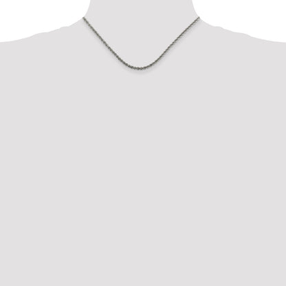 16 Inch Sterling Silver 2.5mm Solid Rope Chain Necklace