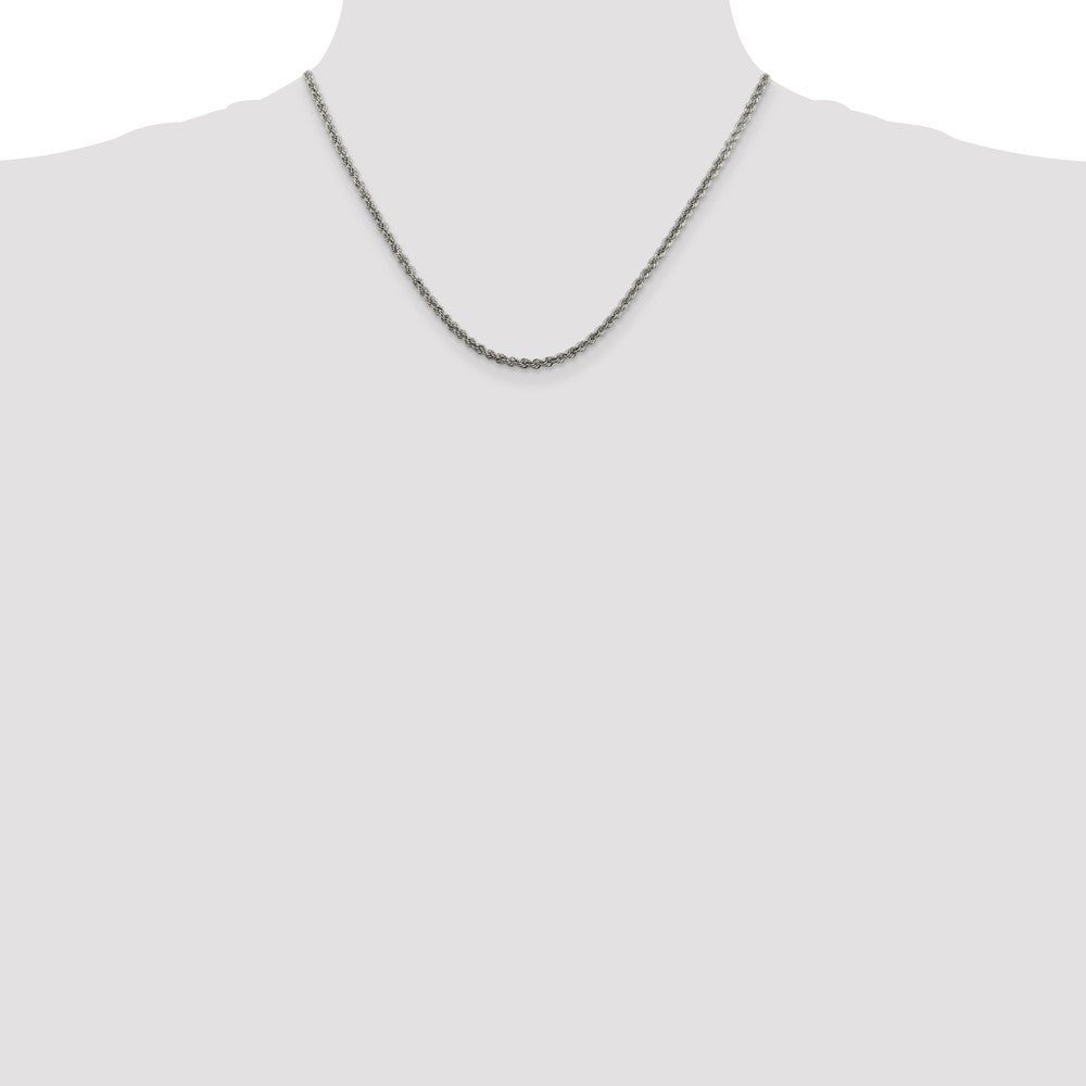 18 Inch Sterling Silver 2.5mm Solid Rope Chain Necklace