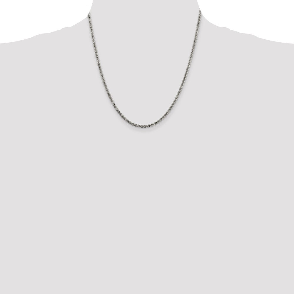 20 Inch Sterling Silver 2.5mm Solid Rope Chain Necklace