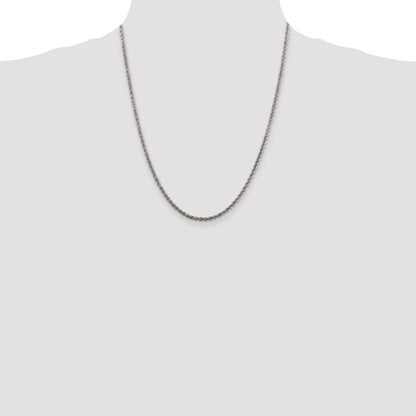22 Inch Sterling Silver 2.5mm Solid Rope Chain Necklace