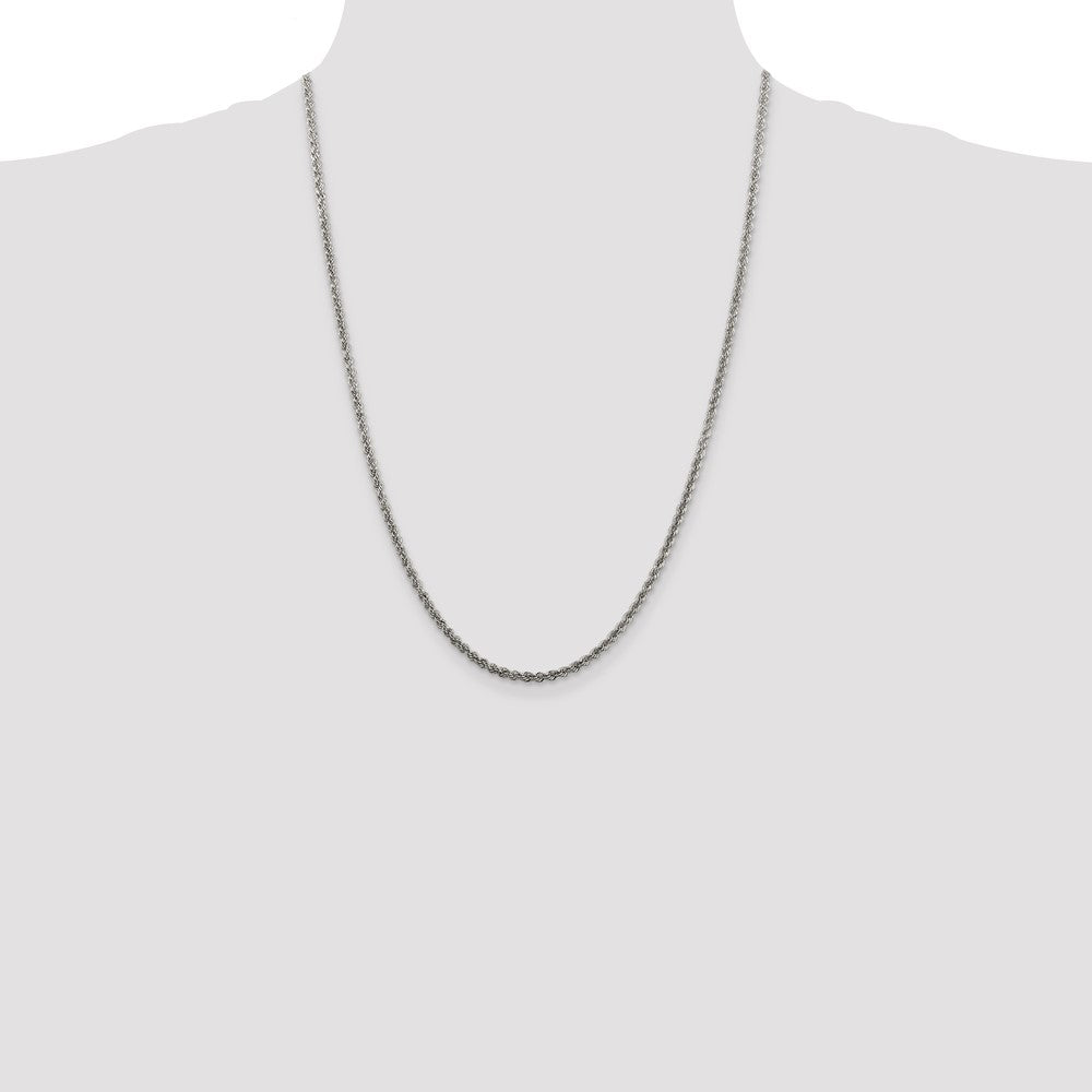 24 Inch Sterling Silver 2.5mm Solid Rope Chain Necklace