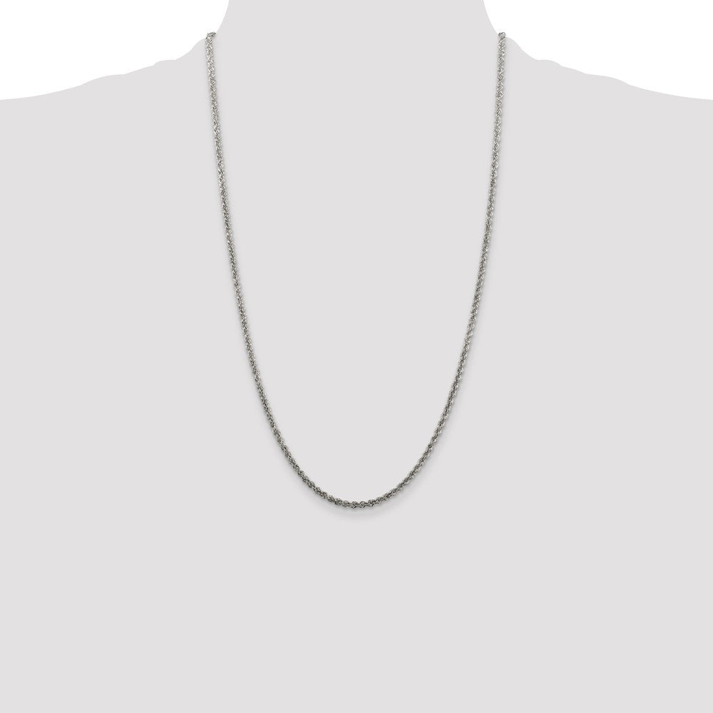 26 Inch Sterling Silver 2.5mm Solid Rope Chain Necklace
