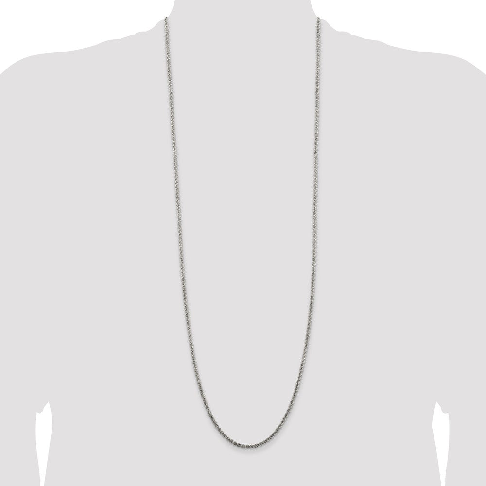 36 Inch Sterling Silver 2.5mm Solid Rope Chain Necklace