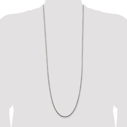 36 Inch Sterling Silver 2.5mm Solid Rope Chain Necklace