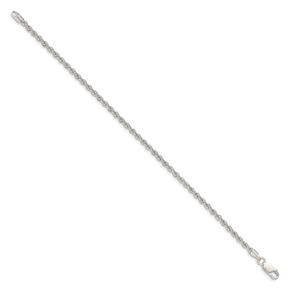 9 Inch Sterling Silver 2.5mm Solid Rope Chain Anklet