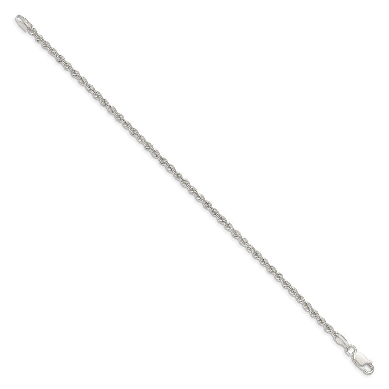9 Inch Sterling Silver 2.5mm Solid Rope Chain Anklet