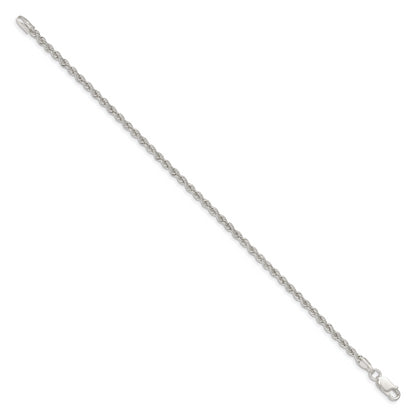9 Inch Sterling Silver 2.5mm Solid Rope Chain Anklet