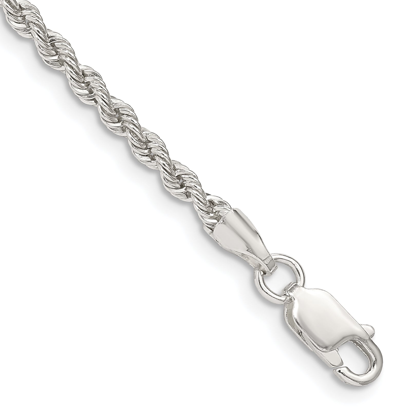 10 Inch Sterling Silver 2.5mm Solid Rope Chain Anklet