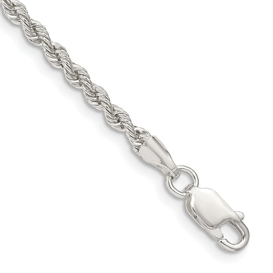 7 Inch Sterling Silver 2.5mm Solid Rope Chain