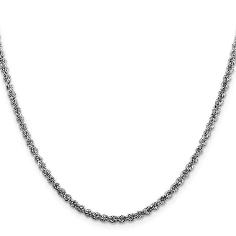 30 Inch Sterling Silver Rhodium-Plated 2.5mm Solid Rope Chain Necklace