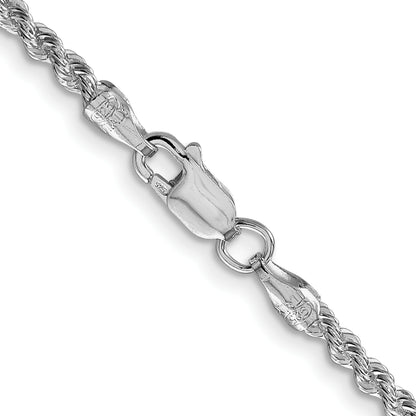 22 Inch Sterling Silver Rhodium-Plated 2.5mm Solid Rope Chain Necklace