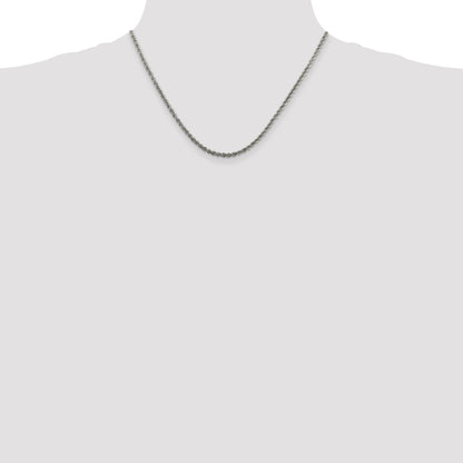 18 Inch Sterling Silver Rhodium-Plated 2.5mm Solid Rope Chain Necklace
