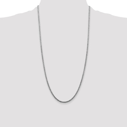 28 Inch Sterling Silver Rhodium-Plated 2.5mm Solid Rope Chain Necklace
