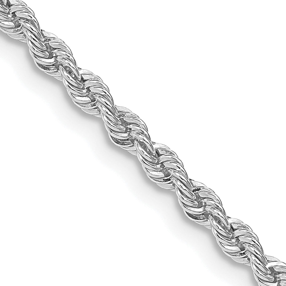 22 Inch Sterling Silver Rhodium-Plated 2.5mm Solid Rope Chain Necklace