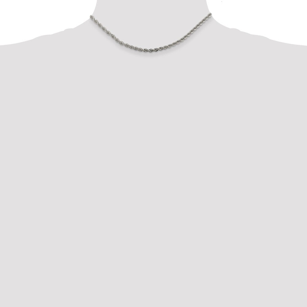 16 Inch Sterling Silver 3mm Solid Rope Chain Necklace