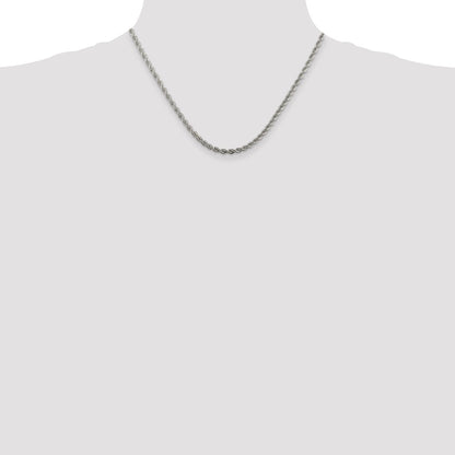 18 Inch Sterling Silver 3mm Solid Rope Chain Necklace