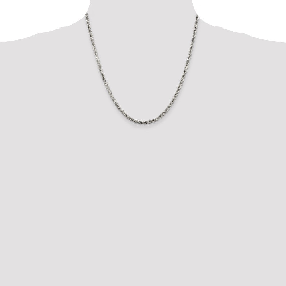 20 Inch Sterling Silver 3mm Solid Rope Chain Necklace