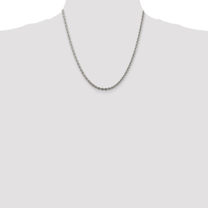 20 Inch Sterling Silver 3mm Solid Rope Chain Necklace
