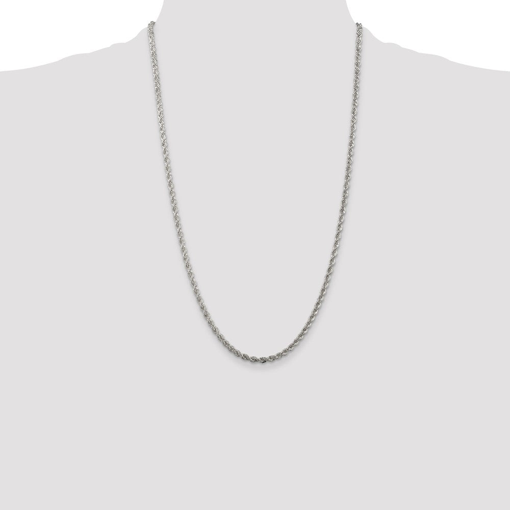 26 Inch Sterling Silver 3mm Solid Rope Chain Necklace