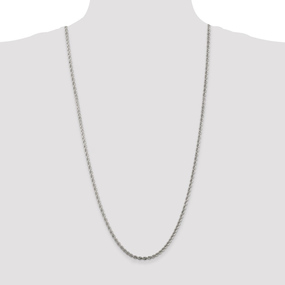 30 Inch Sterling Silver 3mm Solid Rope Chain Necklace