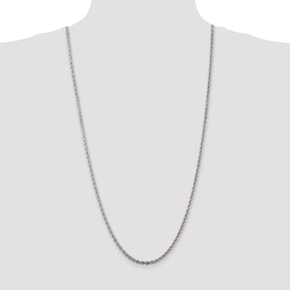 30 Inch Sterling Silver 3mm Solid Rope Chain Necklace