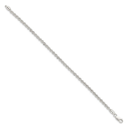 7 Inch Sterling Silver 3mm Solid Rope Chain