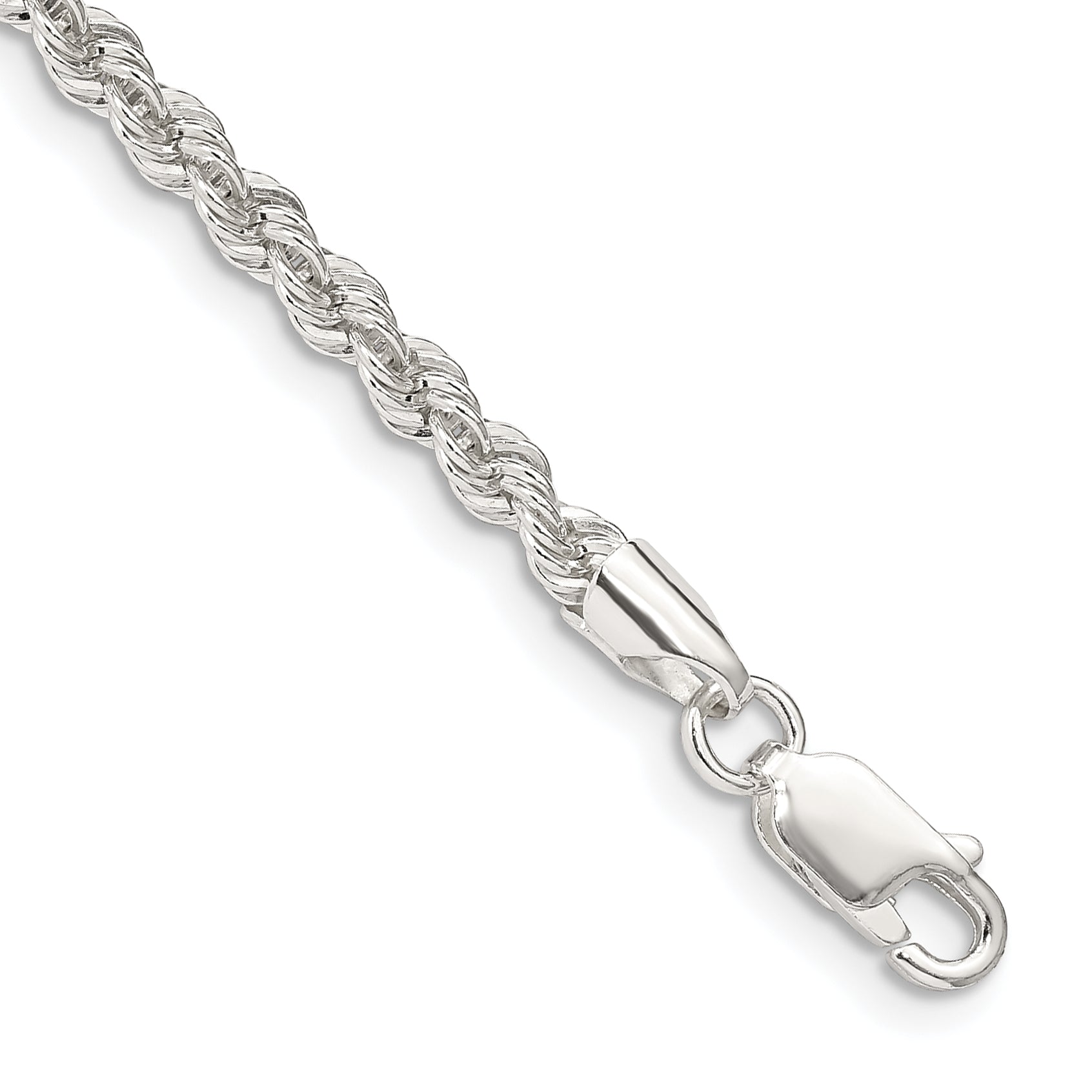 7 Inch Sterling Silver 3mm Solid Rope Chain