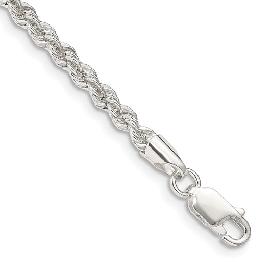 7 Inch Sterling Silver 3mm Solid Rope Chain