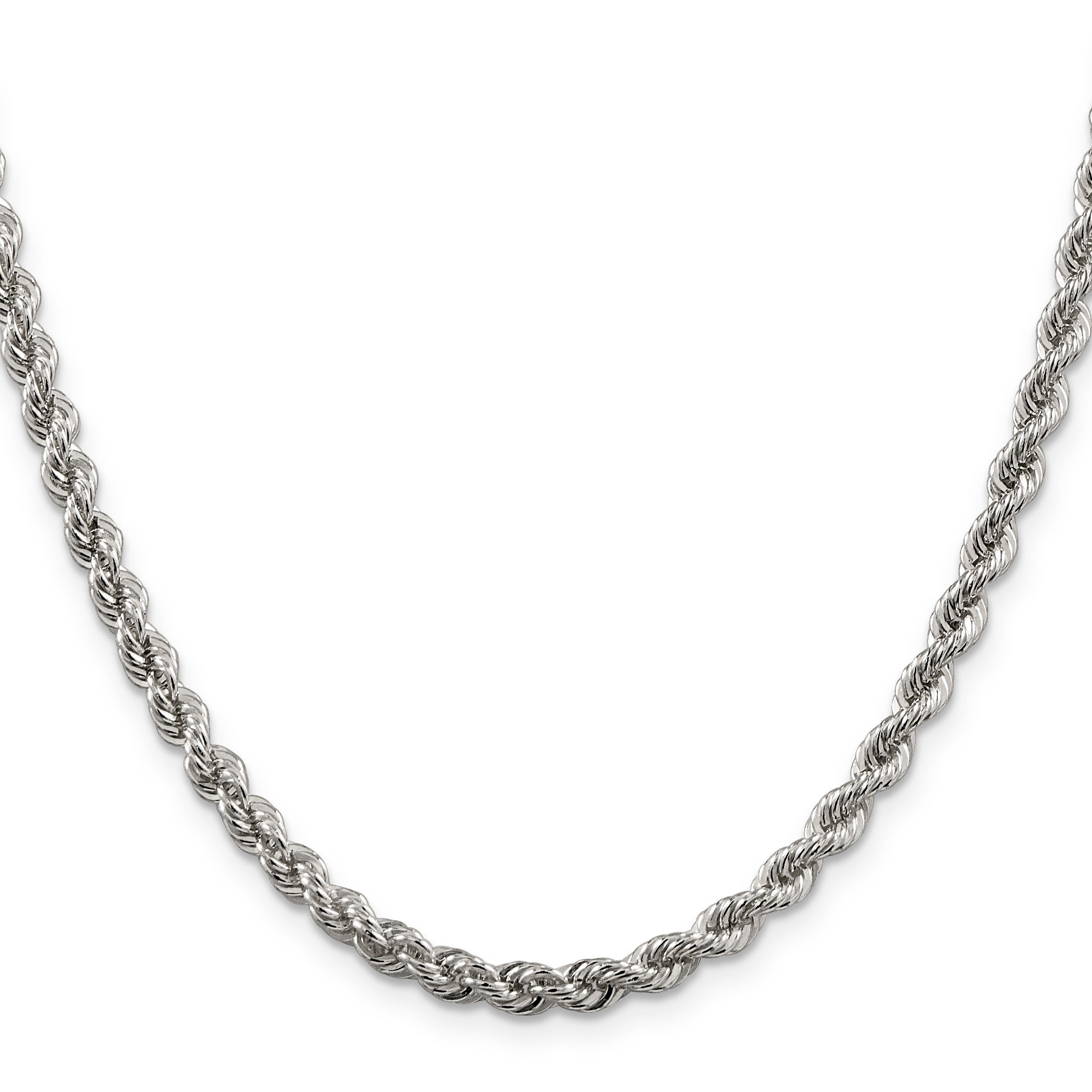 26 Inch Sterling Silver 4.3mm Solid Rope Chain Necklace