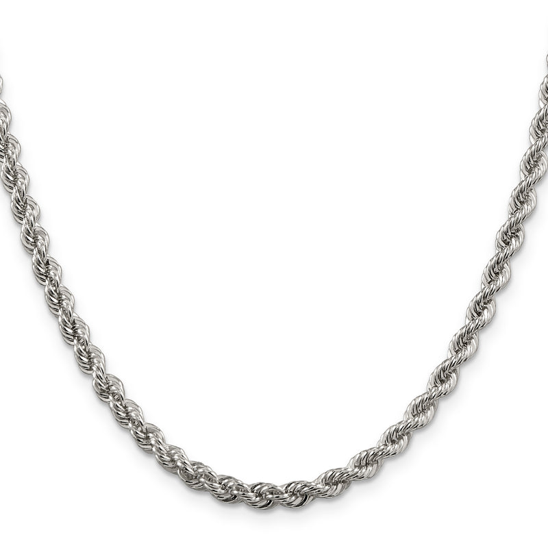 26 Inch Sterling Silver 4.3mm Solid Rope Chain Necklace
