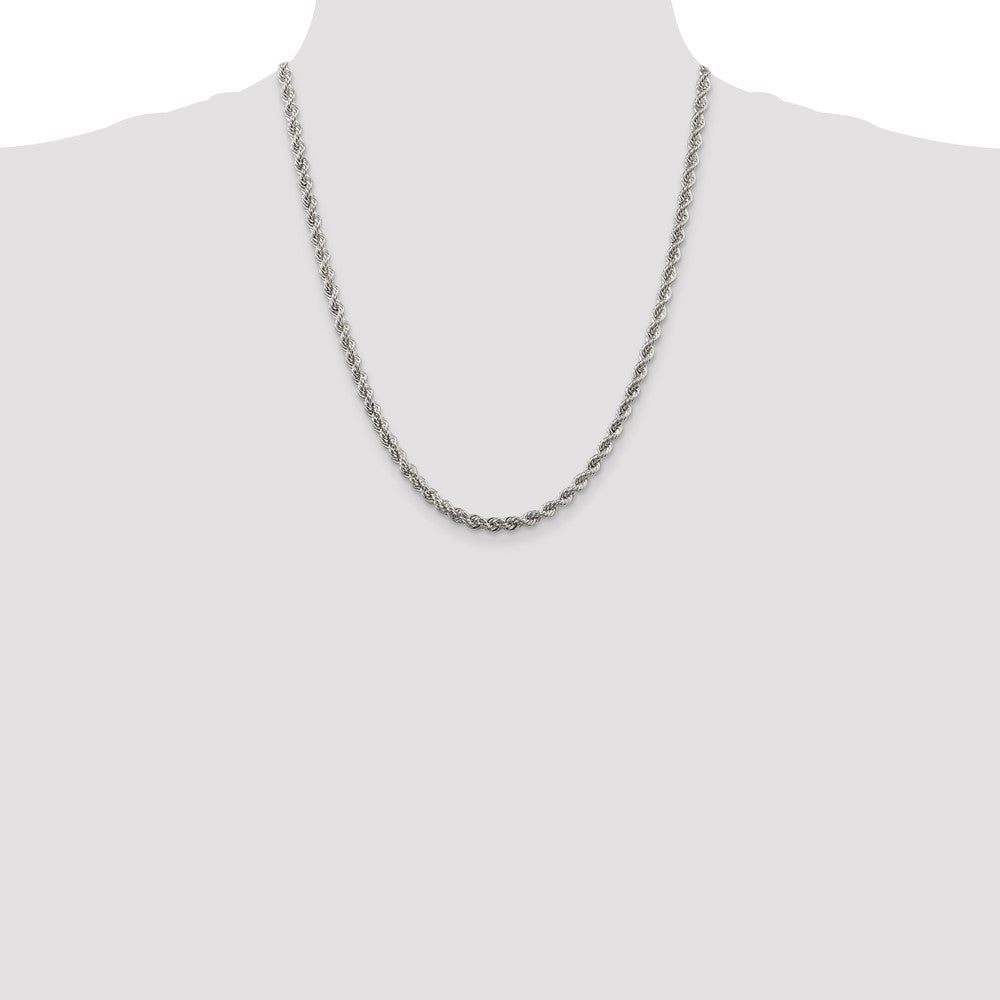 22 Inch Sterling Silver 4.3mm Solid Rope Chain Necklace
