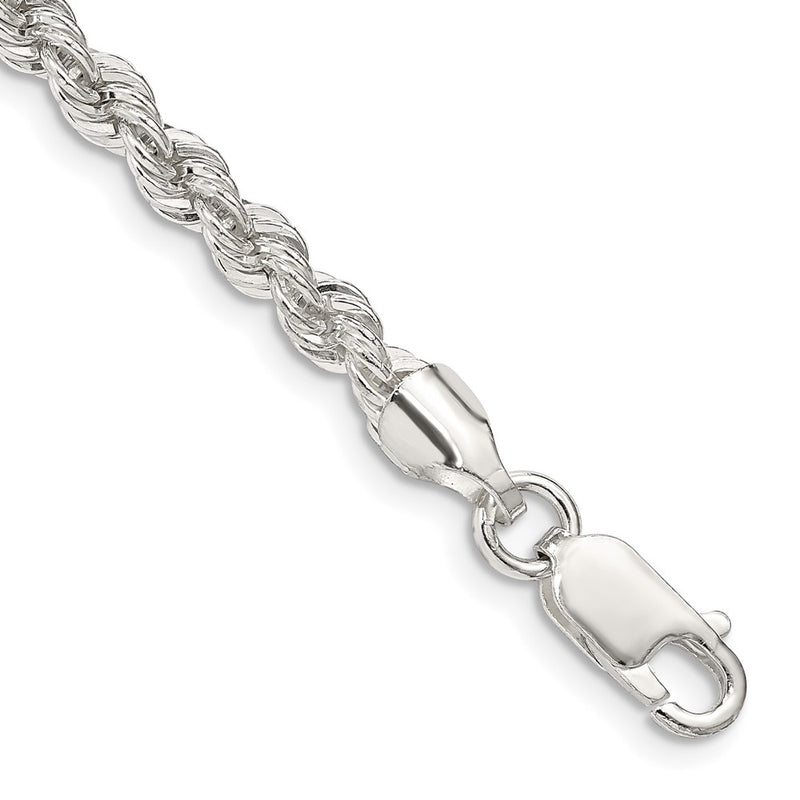 7 Inch Sterling Silver 4.3mm Solid Rope Chain Bracelet