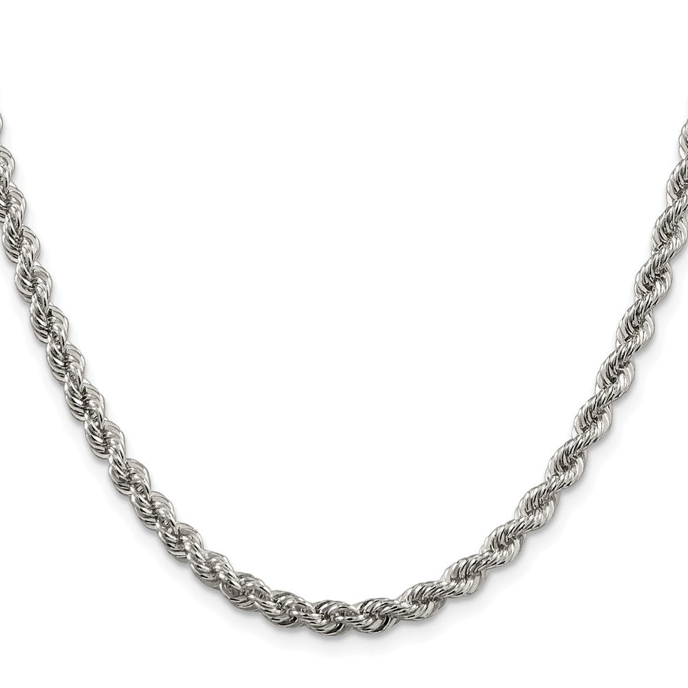Sterling Silver Rhodium-Plated 4.3mm Solid Rope Chain