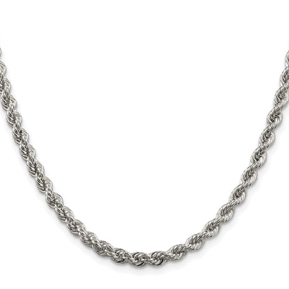 Sterling Silver Rhodium-Plated 4.3mm Solid Rope Chain