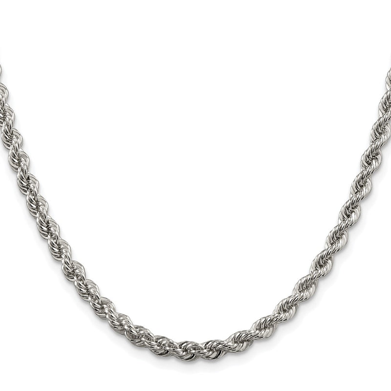 Sterling Silver Rhodium-Plated 4.3mm Solid Rope Chain