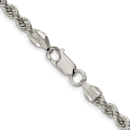 Sterling Silver Rhodium-Plated 4.3mm Solid Rope Chain
