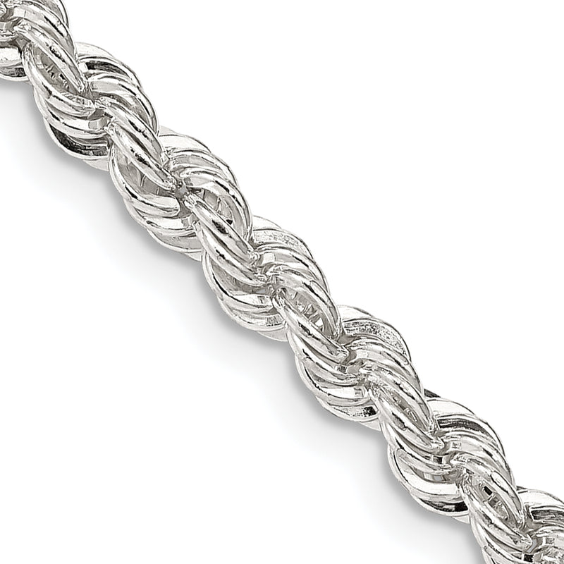 26 Inch Sterling Silver 4.3mm Solid Rope Chain Necklace