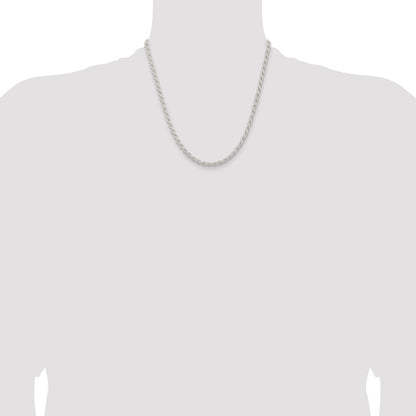 20 Inch Sterling Silver 4.5mm Solid Rope Chain Necklace