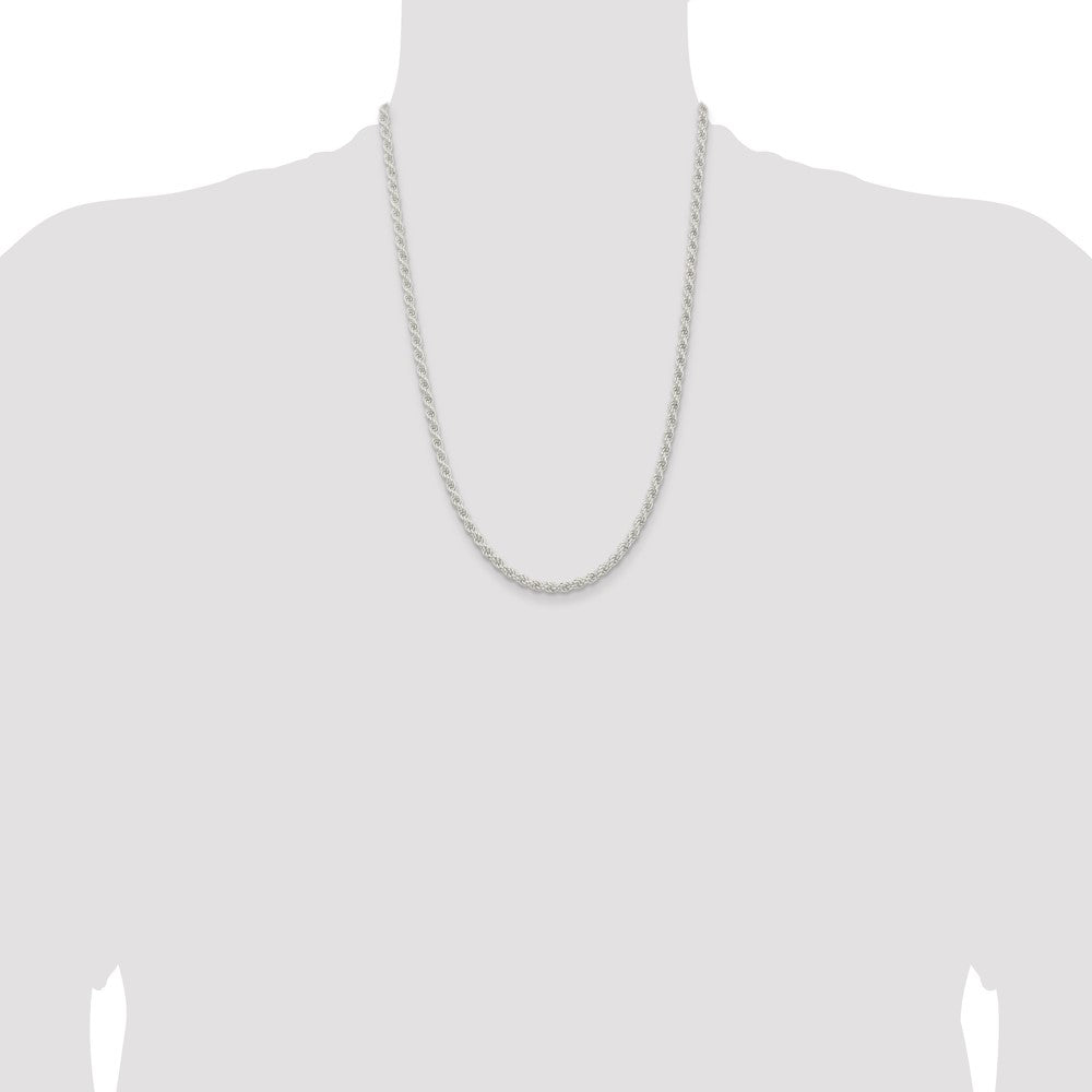 24 Inch Sterling Silver 4.5mm Solid Rope Chain Necklace