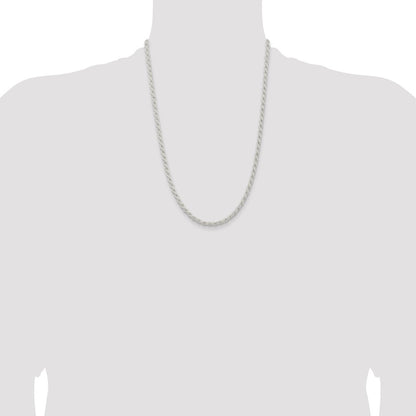 24 Inch Sterling Silver 4.5mm Solid Rope Chain Necklace