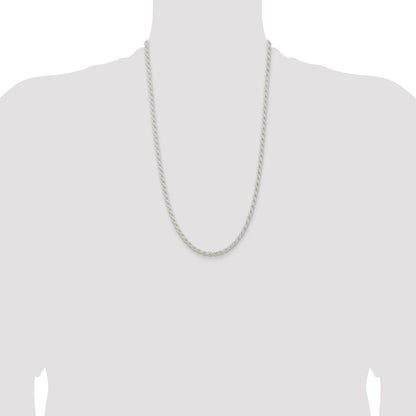 26 Inch Sterling Silver 4.5mm Solid Rope Chain Necklace